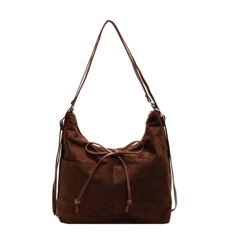 2025 New Fashion Women's Large Capacity Tote Bag with Drawstring Detail, Urban Minimalist Style for Daily Commute and Shoulder Carry