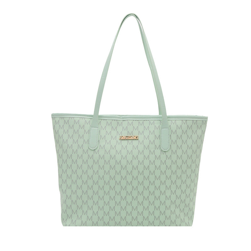New Letter Printed Tote Women's Fashion Pu Shoulder Bag Zipper Closure Strap Mobile Phone Bag