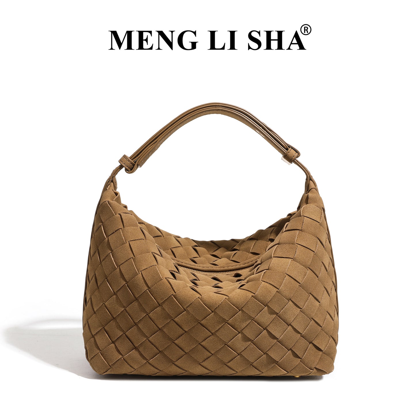 European and American New Suede Advanced Texture Woven Portable Lunch Bag Women's Fashion Simple Shoulder Crossbody Lunch Box Bag
