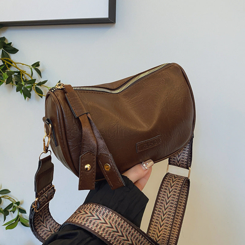Boston Bag Women's New Retro Shoulder Messenger Solid Color Pillow Bag
