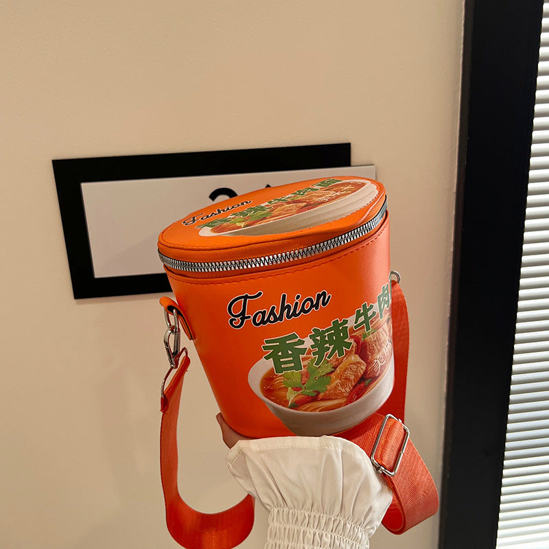 Fashion Braised Beef Noodle Women's Bag New Korean Style Personalized All-Match Instant Noodles Container Shoulder Bag