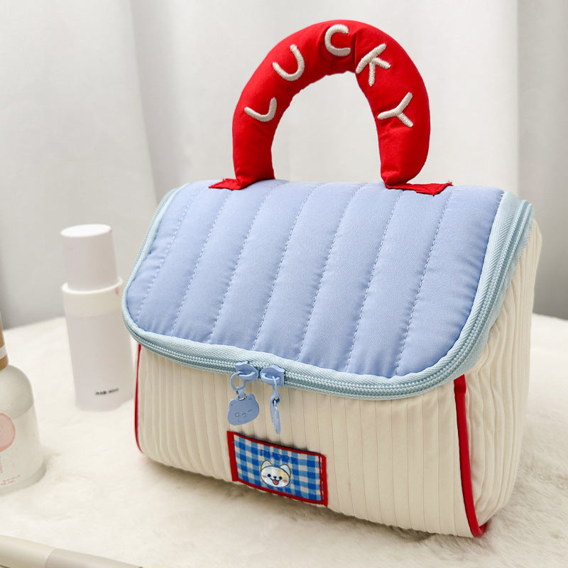 Cute Cottage Cosmetic Bag Girl Large Capacity Skincare Storage Bag Portable Portable Travel Toiletry Bag