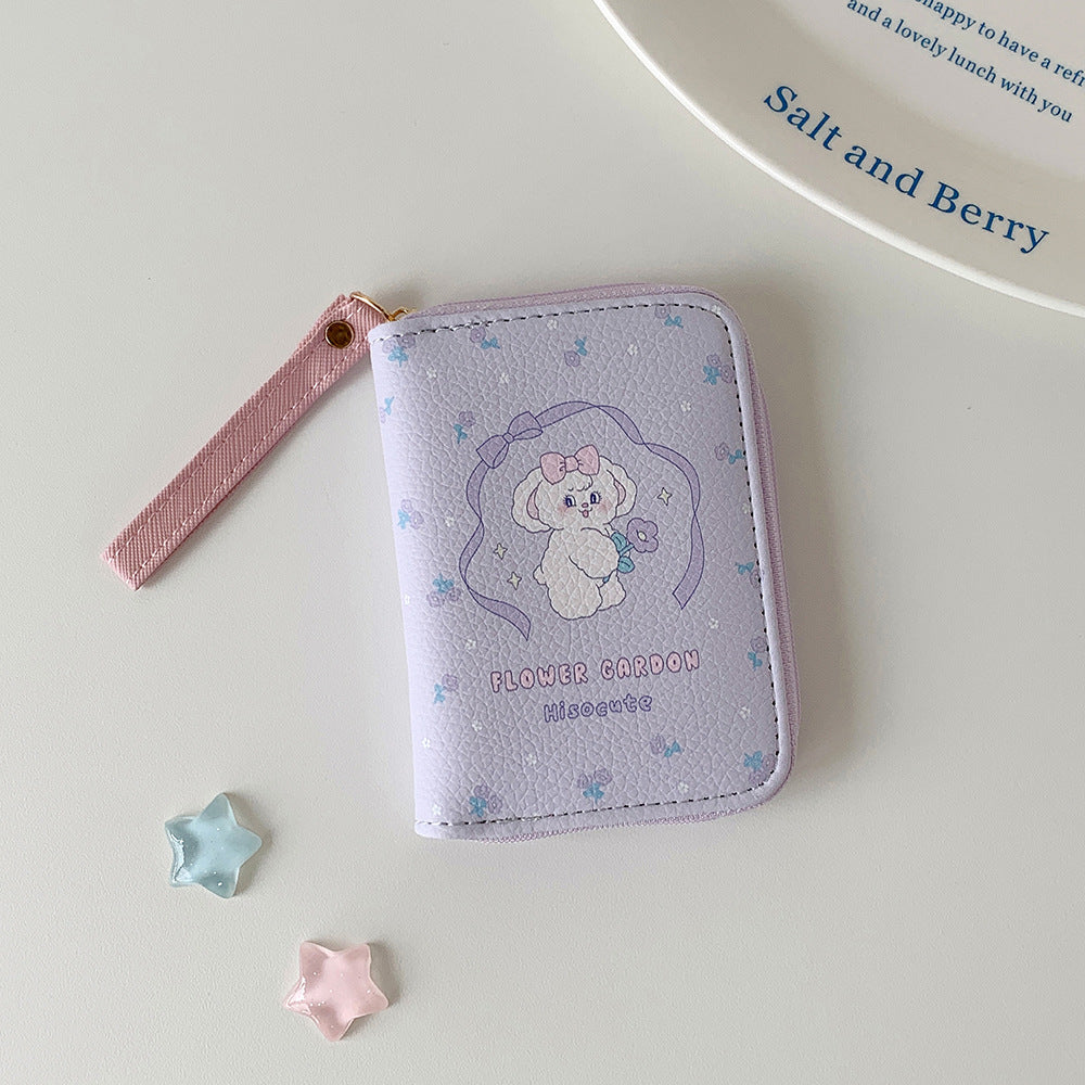 Cute Cartoon Pu Purse Female Student Portable Hand Carrying Coin Card Bag Daily Match Fresh Sweet
