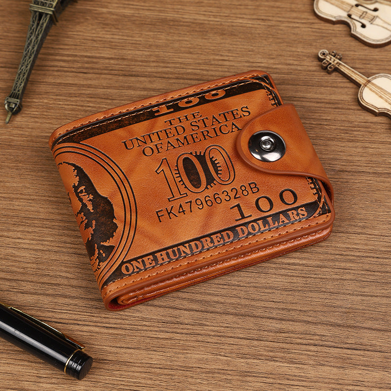 Retro US Dollar Design PU Wallet for Men, Lightweight and Multi-functional Bifold with Vintage Style