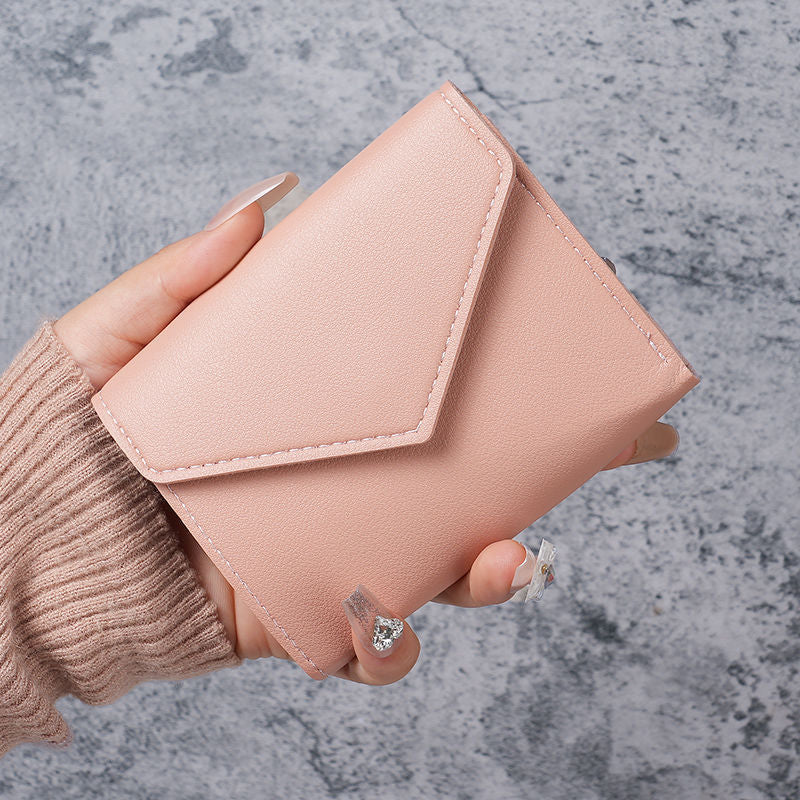 Cute Mini Wallet for Women with Envelope Design and Floral Nail Art, Perfect for Daily Use and Student Style
