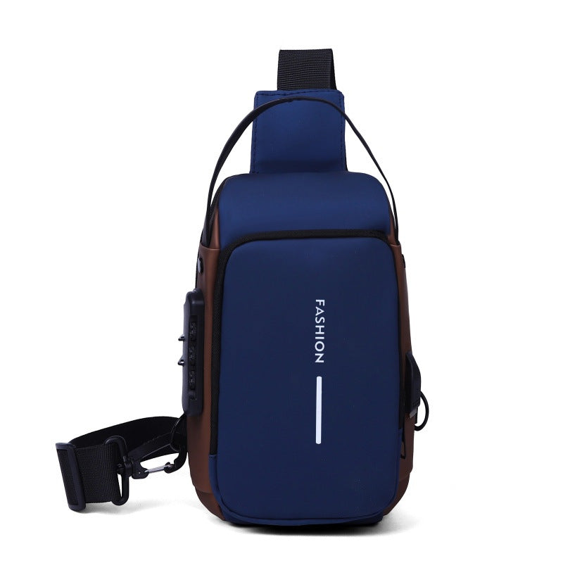 Chest Bag Men's Anti-Theft Outdoor Leisure Shoulder Stylish and Versatile Password Lock Crossbody Bag