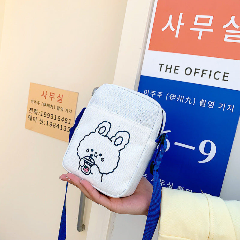 Cute Crossbody Bag Women's New Trendy Fresh Student All-Match Mobile Phone Canvas Bag