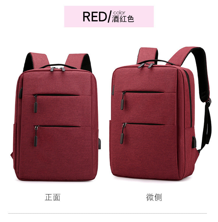 New Simple Business Commute Neutral Solid Color Nylon Sewing Line Universal Backpack for Men and Women