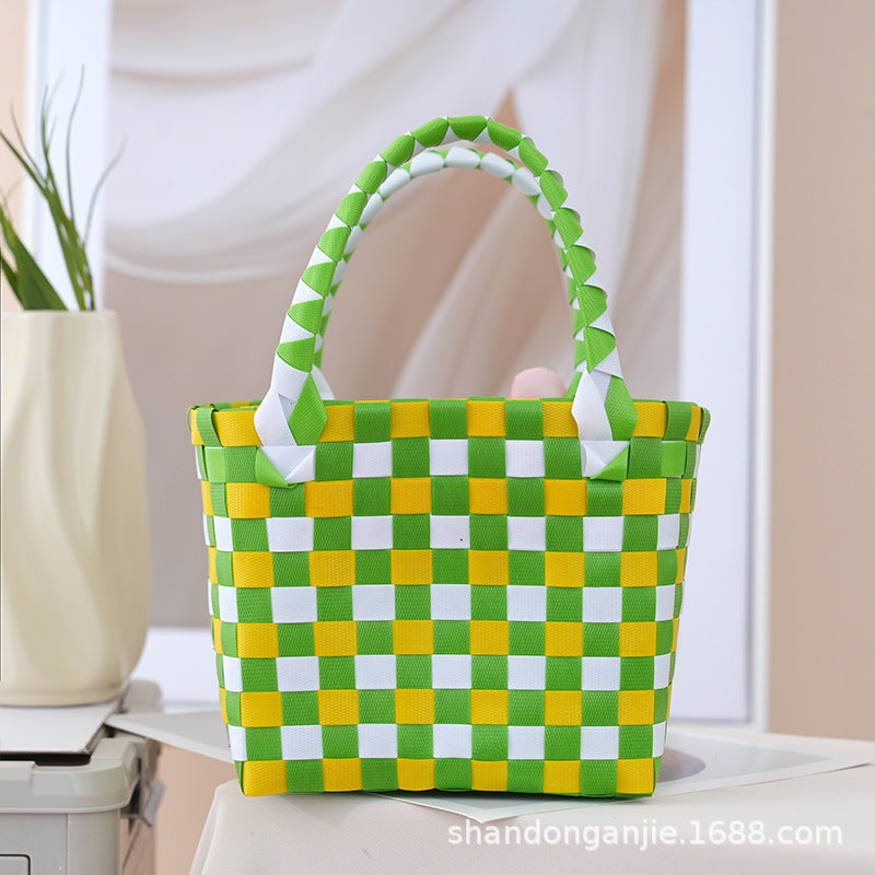 Dopamine Color Gift Bag Large Capacity Portable Vegetable Basket Crossbody Outdoor All-Matching Handbag Fashion