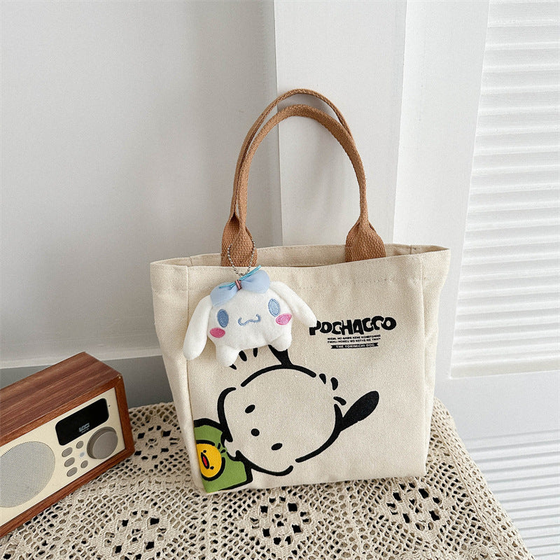 Women's Canvas Bag New Simple Commute Lunch Box Lunch Bag Fashion Mini Portable Small Cloth Bag