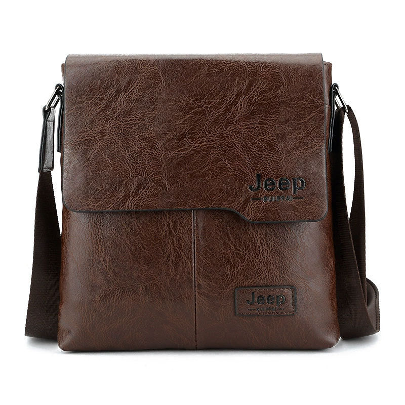 Retro Men's Crossbody Bag with Jeep Logo, Stylish Urban Travel Shoulder Bag for Daily Use
