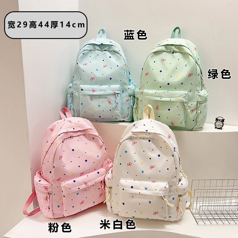 Cute Japanese Style Backpack for Students with Bow Pattern, Large Capacity and Breathable Design