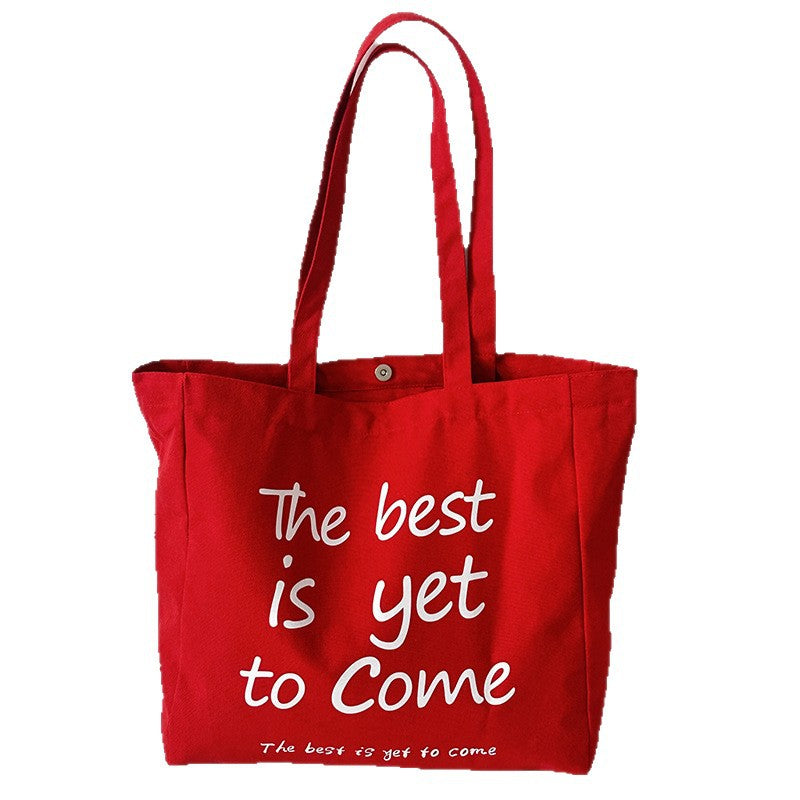 Korean Style Canvas Tote Bag for Women Large Capacity Single Shoulder Student Commuter's All-Matching Printed Tote Bag