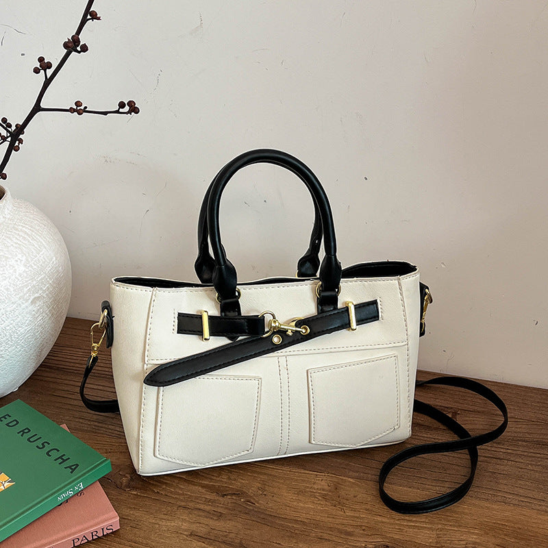 2025 Winter New Korean Style Large Capacity Tote Bag with PU Material and Simple Urban Design, Perfect for Daily Use