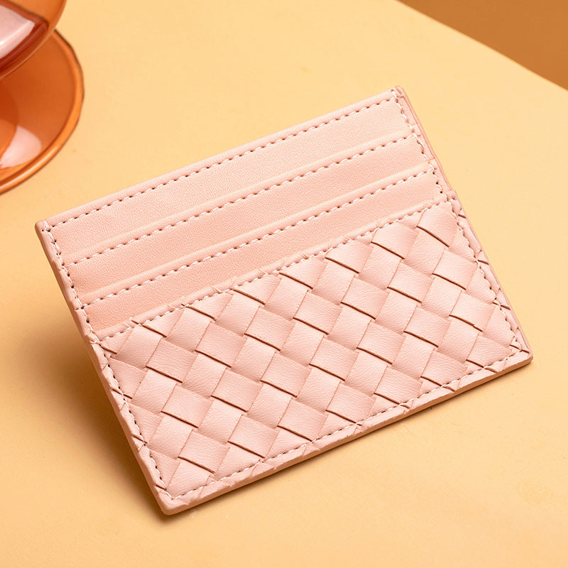 Leather Card Bag Women's Small Certificate Holder Card Holder Anti-Degaussing Driving License Card Clamp Coin Purse Woven