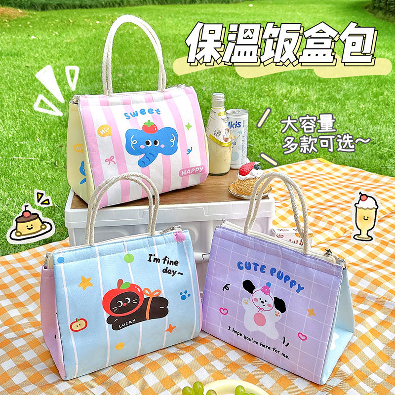 Lunch Box Bag Student Office Worker Thermal Bag Storage Bento Bag Breakfast Cute Tote Rice Bag
