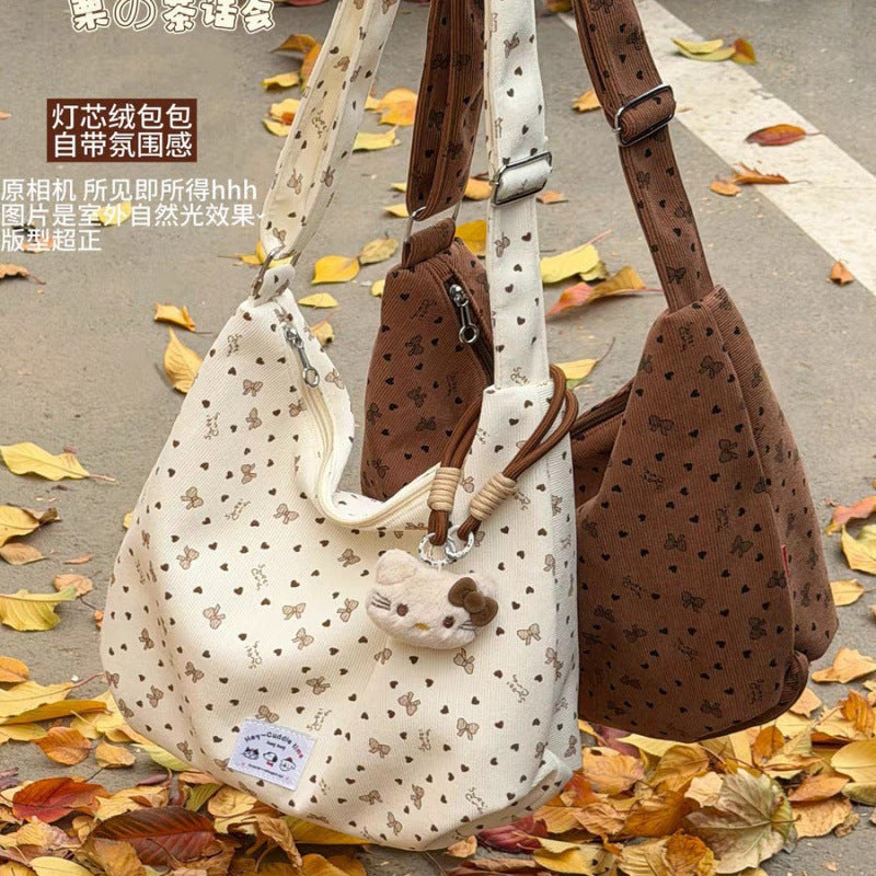 Women's Shoulder Bag New Korean Style Large Capacity Totes Polka Dot Pattern Cute Commute Leisure All-Match Shoulder Bag