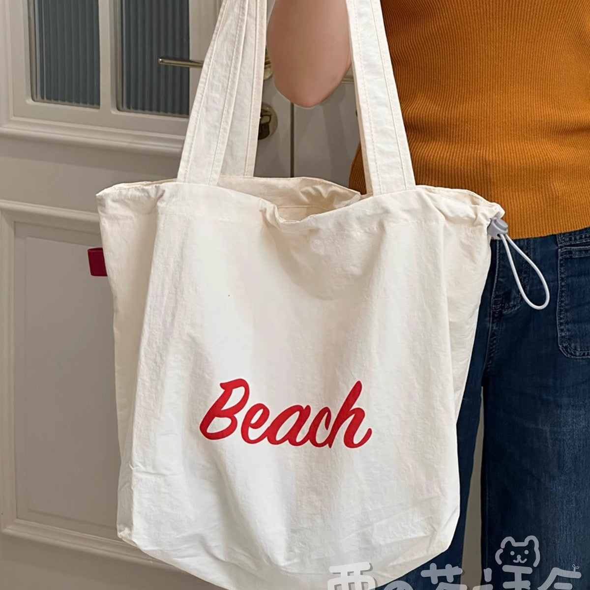 New Nylon Drawstring Tote Bag Printing Design Suitable for Daily Travel Travel Commuting Large Capacity Shoulder Bag