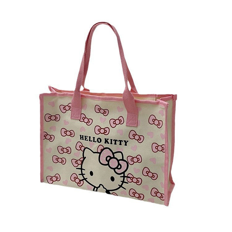 Canvas Tote Bag Female Cartoon Printing Large Capacity Student Class Commute Schoolbag Shopping Bag