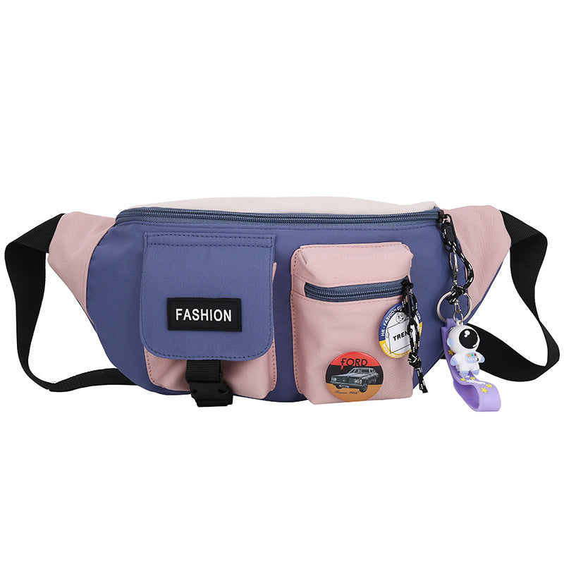 Fashion Waist Bag Women's Color Matching Sports Chest Bag New Backpack Men's Trendy Oxford Cloth Casual Cloth Bag Design Sense Cloth Bag