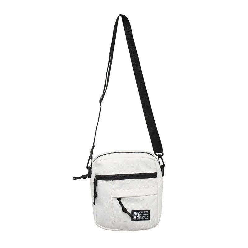2025 Spring Summer New Casual Minimalist Unisex Small Square Bag with Zipper Closure and Checkerboard Tassel - Street Style Crossbody Phone Wallet Bag