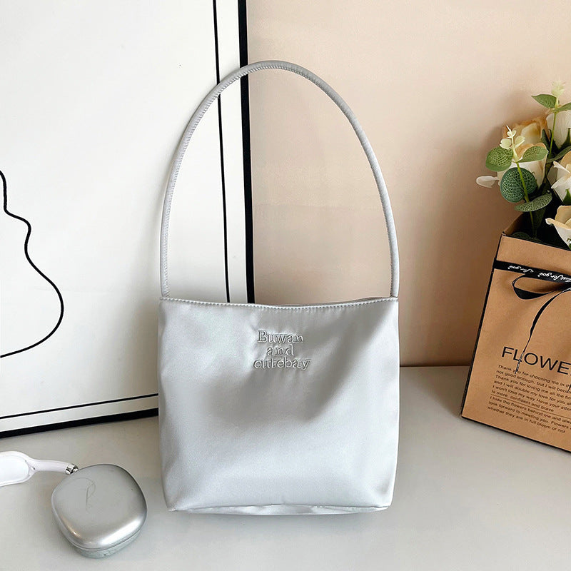 Canvas Bag Women's New Fashion Embroidered Waterproof Nylon All-Matching Casual Underarm Shoulder Bag