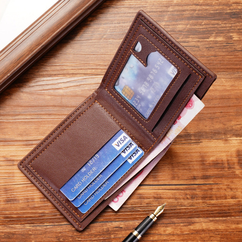 Stylish Men's Slim Wallet with Multi-Card Slots, Lightweight PU Leather Design for Daily Use