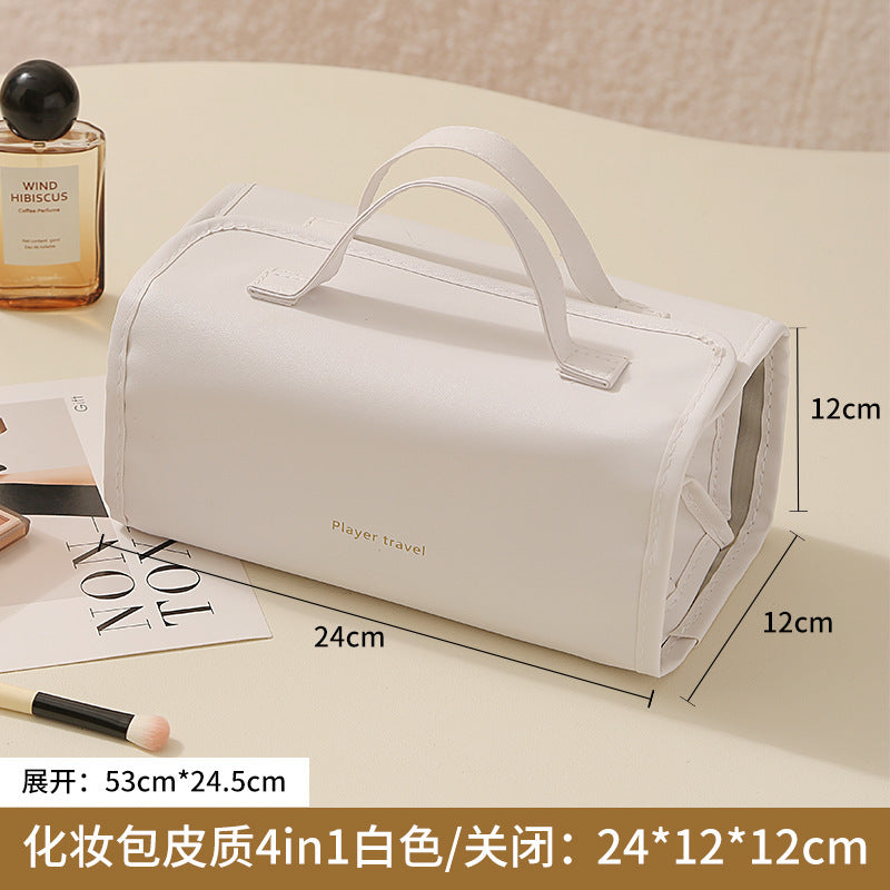 Elegant Waterproof Cosmetic Bag with Transparent Compartment for Travel and Daily Makeup Storage