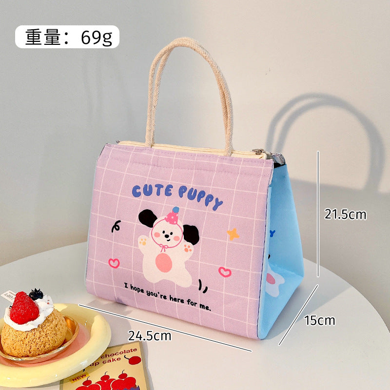 Cute Cat Design Insulated Lunch Bag with Large Capacity for Office and School Use