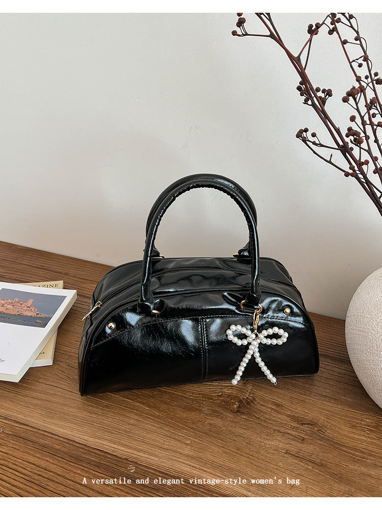 Bowling Bag Women's Fashionable Spring New Korean Style Large Capacity Commute Leisure Shoulder Underarm Handbag