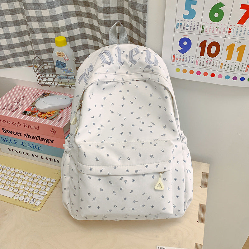 Cute Pink Letter Embroidery Backpack with Plush Keychain for Girls - Stylish and Functional School Bag