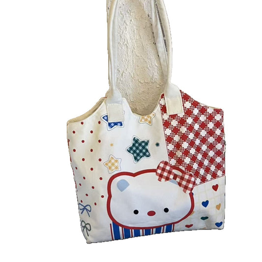 New Bear Good-looking Cute Wild Cartoon Large Capacity Fashion Canvas Bag Shoulder Handbag