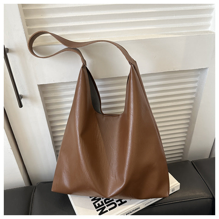 Stylish Large Capacity Shoulder Tote Bag with Magnetic Closure and Soft PU Material for Daily Use