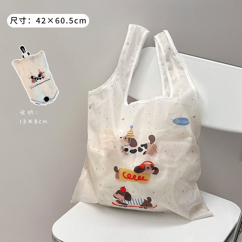 Cartoon Foldable Shopping Bag Portable Portable Large Capacity Supermarket Shopping Eco-friendly Bag Cute Cartoon Tote Bag
