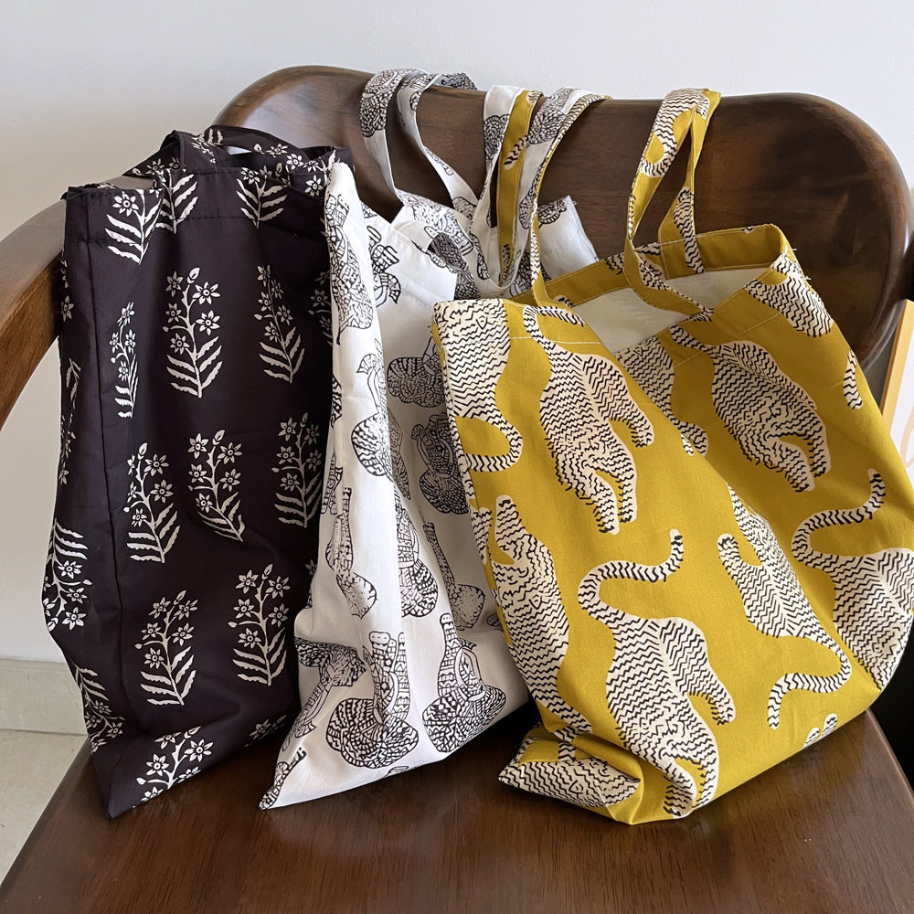 Women's Shoulder Bag New Indian Traditional Rubbing Cotton Reusable Bag Korean Style Simple Cloth Bag Thin