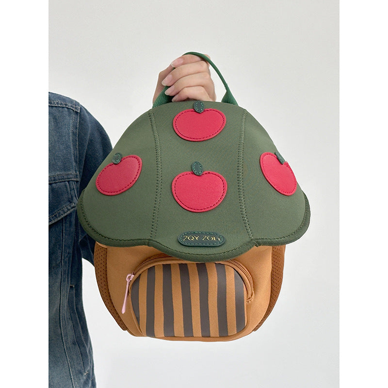 Cute Mushroom-Shaped Mini Backpack for Kids with Fun Sprinkle Design and Soft PU Material