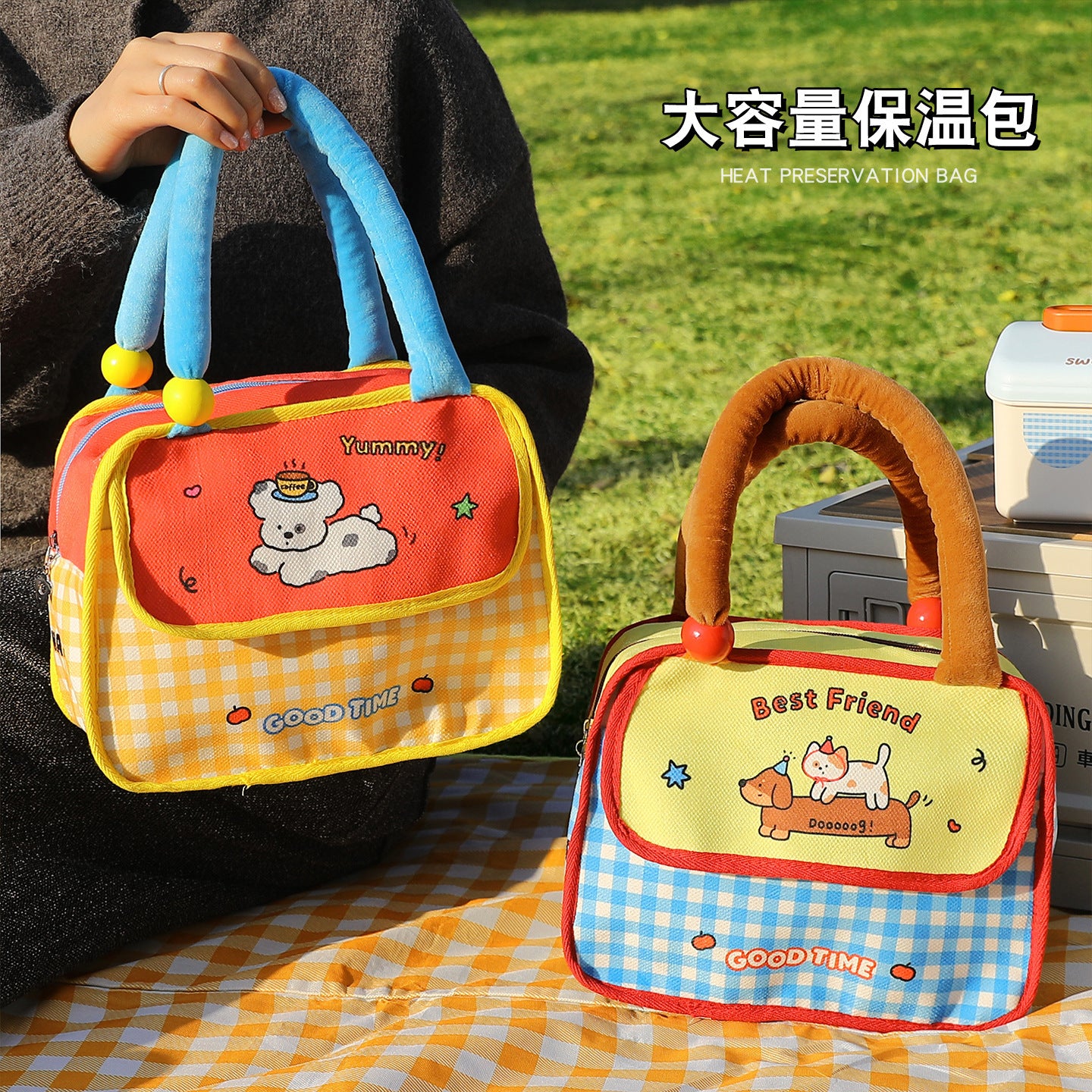 Lunch Bag Cute Portable Insulated Aluminum Foil Large Capacity Student Office Worker Lunch Snack Pack Lunch Box Bag