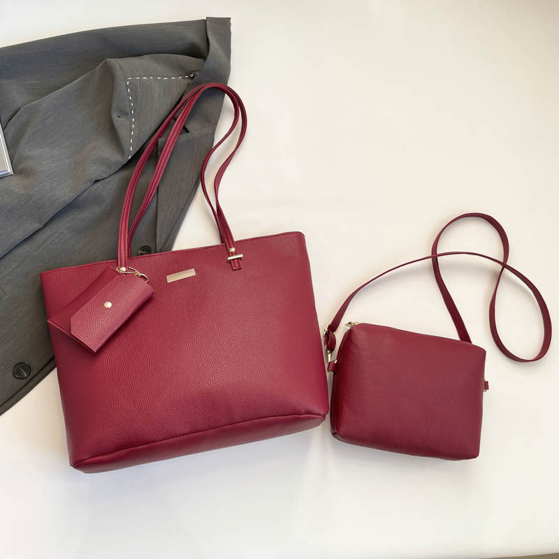 2025 Spring New Fashion Minimalist Tote Bag Set with Crossbody Purse, Soft PU Leather, Large Capacity for Daily Commute