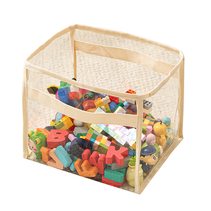Transparent Storage Basket for Toys and Daily Essentials, Waterproof and Foldable Design with Large Capacity