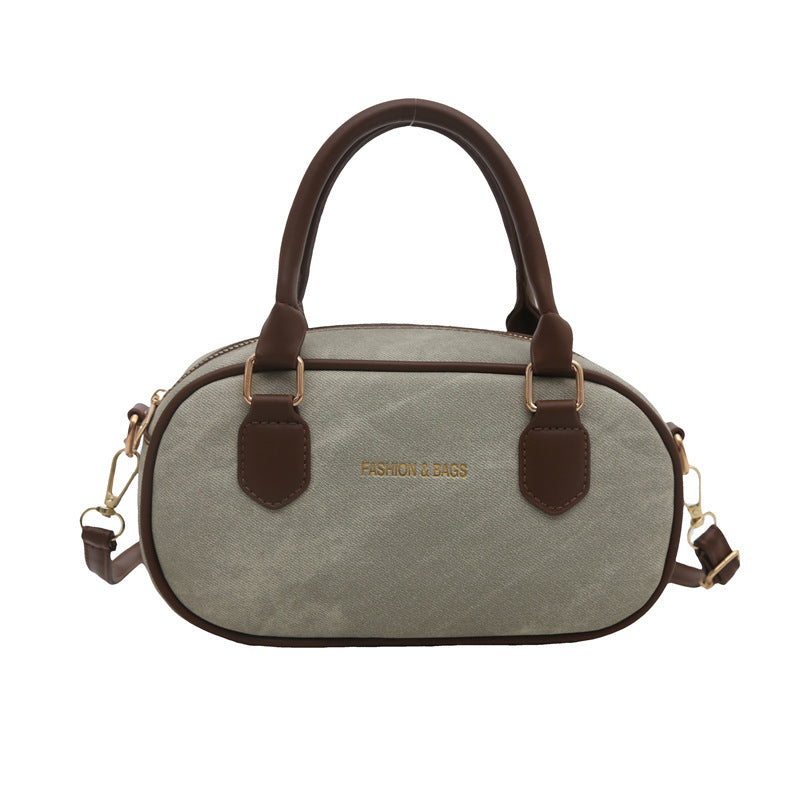 Hand-Carrying Retro Bowling Bag Women's Summer New Fashion Casual Shoulder Bag Small High-Looking Messenger Bag