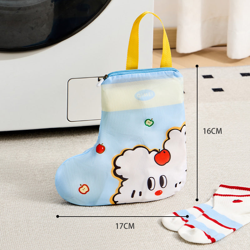 Cute Cartoon Laundry Bag with Zipper for Delicate Clothes Protection and Sorting