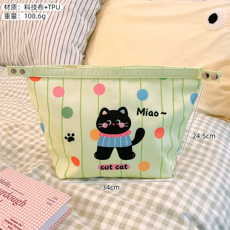 Cute Cat Design Insulated Lunch Bag with Large Capacity for Office and School Use