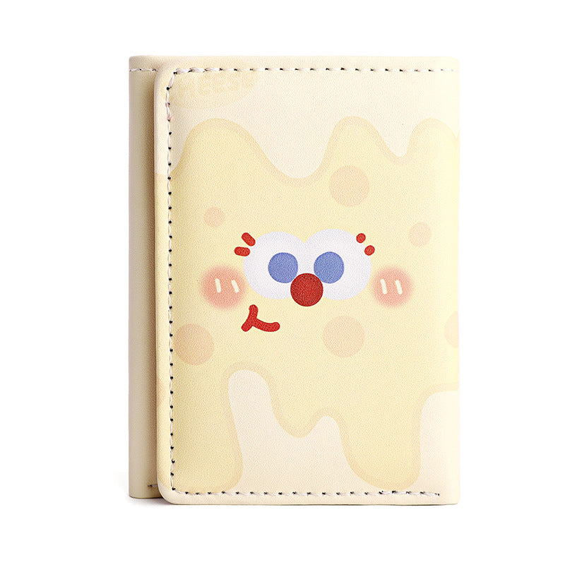 Cute Cartoon Burger Wallet for Women and Men, 3-Fold PU Coin Purse with Anti-Theft Features, Perfect for Daily Use and Students
