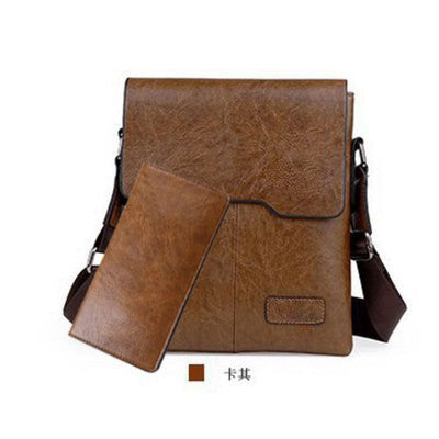 Men's PU Crossbody Bag Vintage Style Durable Shoulder Bag for Casual Travel with Laptop Compartment