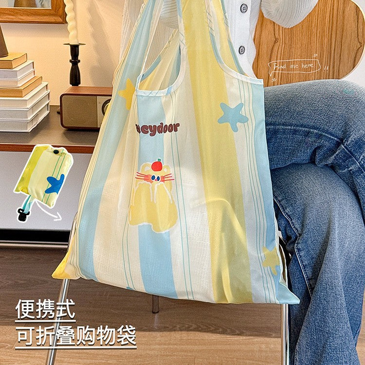 Cute Foldable Shopping Bag with Cartoon Dog Design, Waterproof and Portable for Daily Use and Grocery Shopping