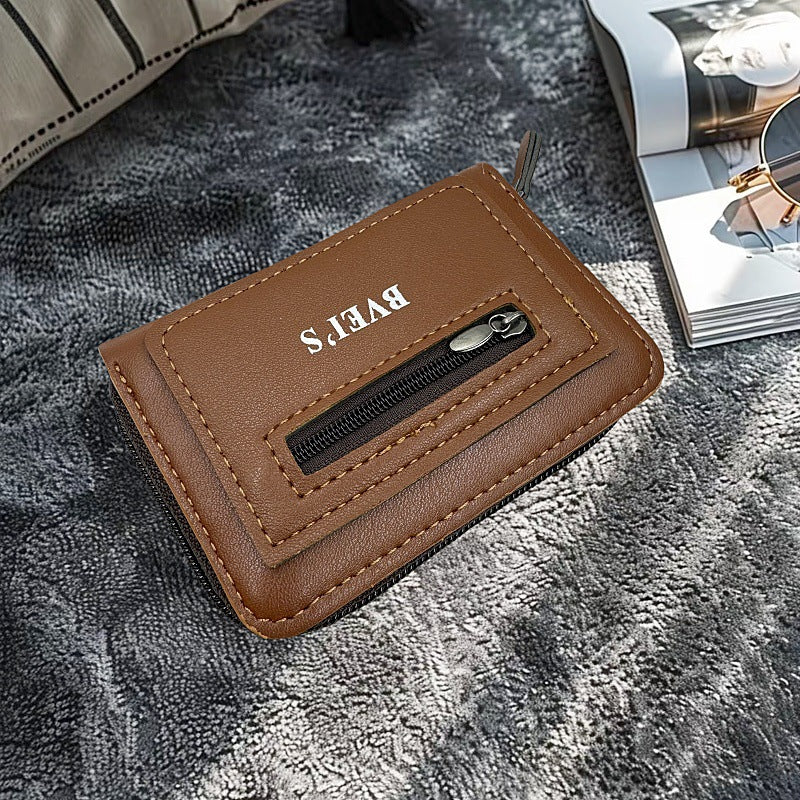 Stylish PU Card Wallet with Zipper Compartment, Multi-Card Slots, Anti-Theft & Scratch-Resistant Design for Daily Use