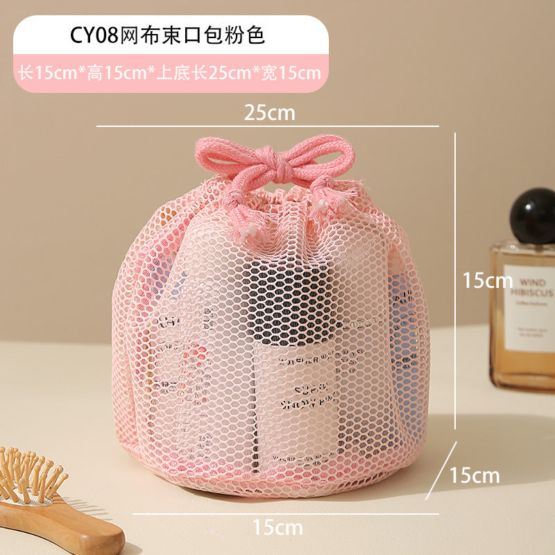 Large Capacity Mesh Tote Bag with Compartment Storage for Travel Toiletries and Cosmetics