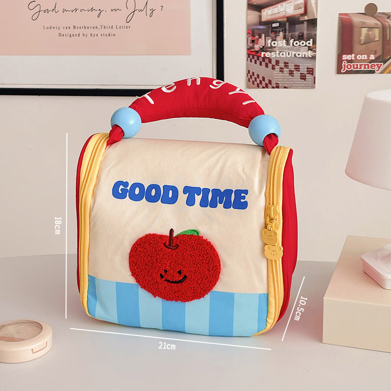 Cute Portable Cosmetic Bag Female Dopamine Contrast Color Large Capacity Portable Toiletry Bag Travel Cosmetics Classification Storage Bag
