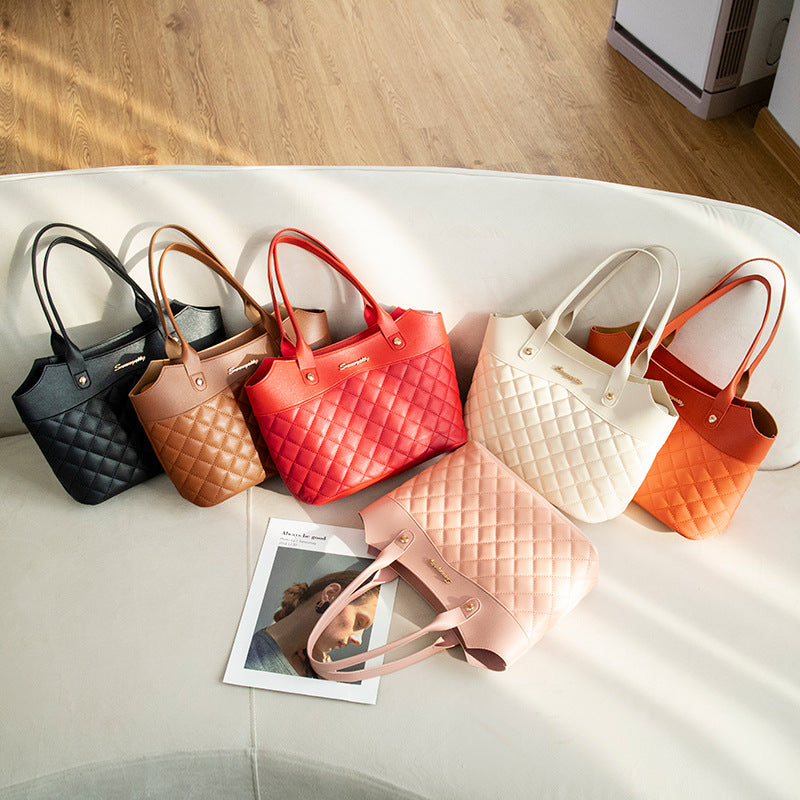 Stylish Quilted Tote Bag for Women with Elegant Embroidery Design and Spacious Interior