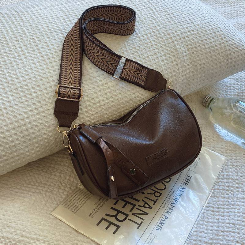 Boston Bag Women's New Retro Shoulder Messenger Solid Color Pillow Bag